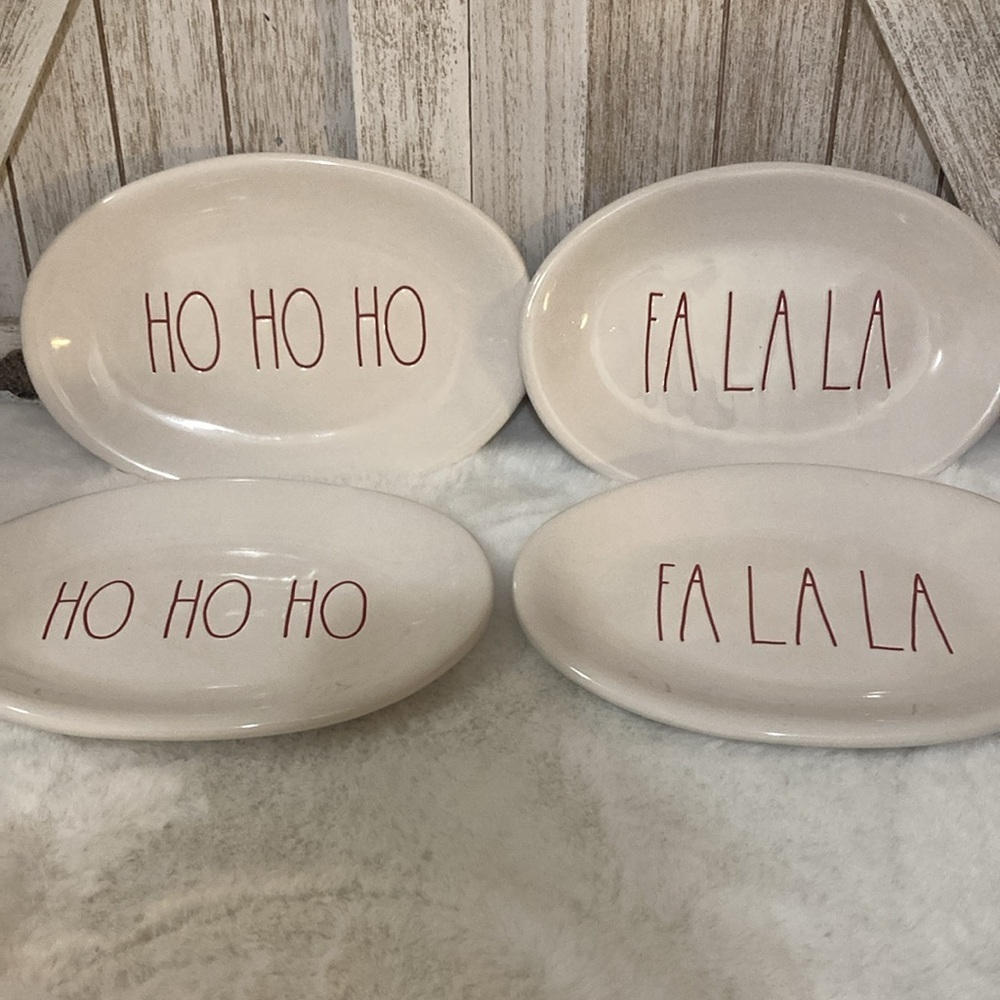 Rae Dunn Hohoho & FaLaLa Oval Plates